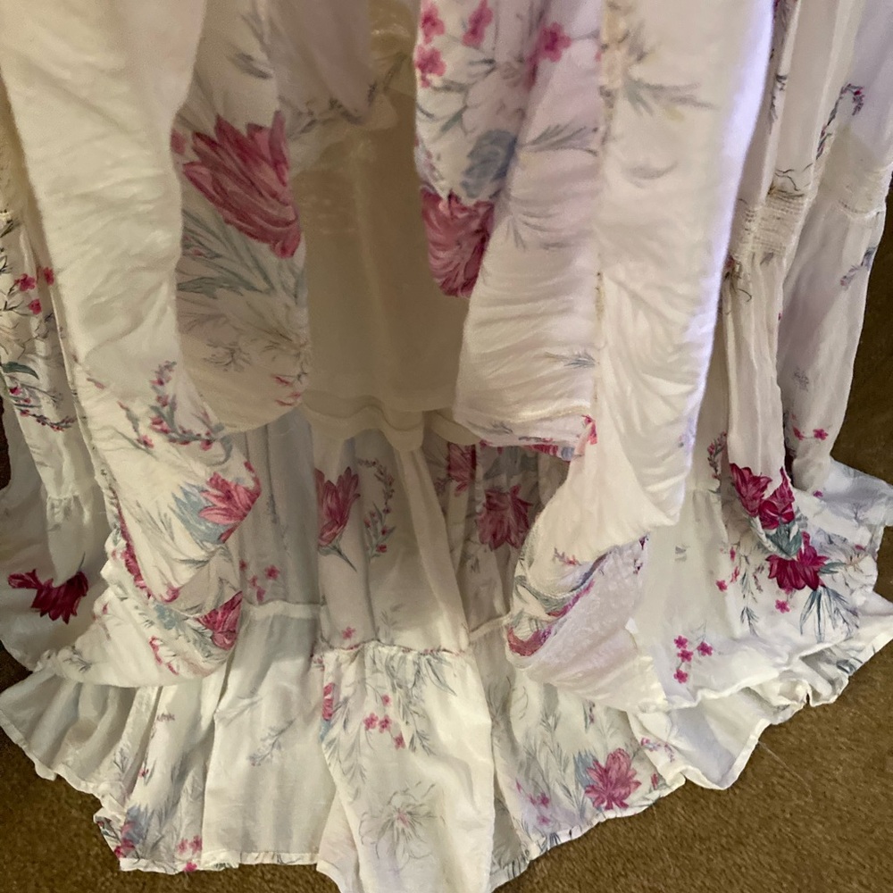 Torrid Spaghetti Strap White And Pink Floral Maxi  Dress - Picture 8 of 13